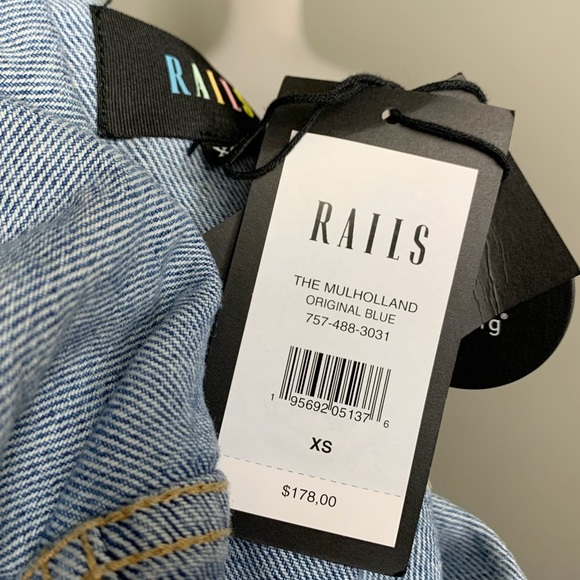 New Rails Jacket Mulholland Denim XS Blue Fray Patch - Picture 2 of 10